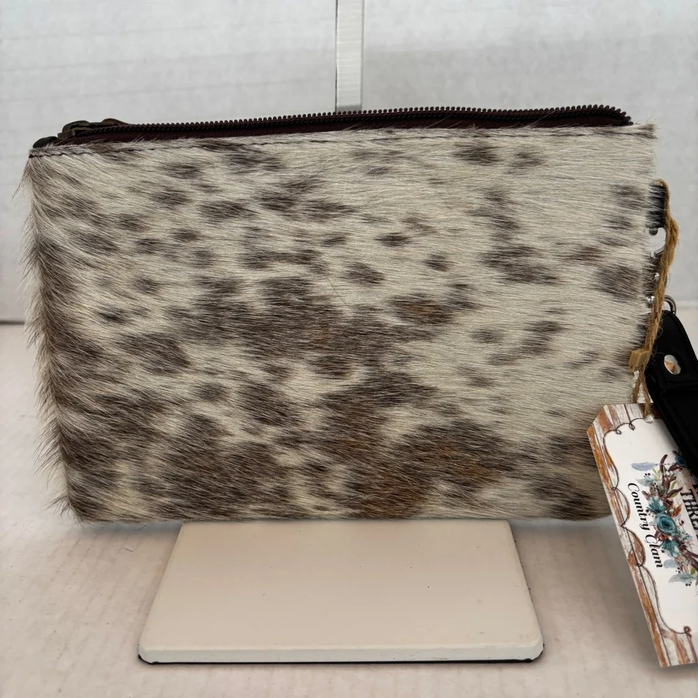 Cowhide Wristlet Women Brown Tooled‎ Leather Floral Western  Bag New Cowgirl